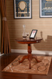 欧式实木洽谈咖啡小圆桌子美式客厅橡胶木雕花圆形沙发电话茶几