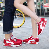 春季男鞋气垫跑步鞋学生运动潮鞋新款韩版情侣休闲迷彩红色啊甘鞋