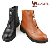 Camel/骆驼2015秋季新款女鞋舒适休闲前拉链女靴子A153504042
