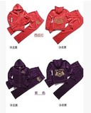 韩版JUICY皇冠刺绣女童装春秋装新款天鹅绒套装小中大儿童运动服