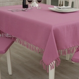 馨相伴欧式纯色棉麻布艺流苏桌布紫餐桌椅垫套装现代简约茶几台布