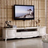 爱乐思 欧式大理石电视柜 客厅地柜组合 实木描银雕花电视柜