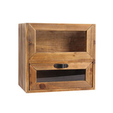 zakka 复古实木遥控器收纳盒 桌面玻璃收纳木质柜 杂物原木整理柜