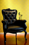 新古典欧式实木单人沙发椅法式简约现代皮艺洽谈椅美式休闲沙发椅