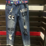 LALABOBO 2016夏季新品 破洞修身直筒牛仔裤女  超值优惠限时抢购