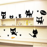 小动物墙贴卡通可爱猫咪卧室客厅搞笑墙壁贴纸儿童房剪纸剪影贴画
