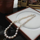 节日正品925银天然淡水珍珠项链米珠7-10mm项链送妈妈女友可定制