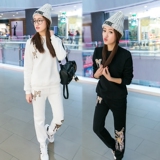 时尚加绒女装两件套2015冬季新款韩版亮片学生运动休闲套装女秋潮