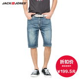 JackJones杰克琼含天丝修身五分休闲男士春季牛仔短裤C|215343002
