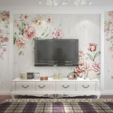 欧式复古田园墙纸壁画 客厅电视背景墙壁纸 艺术手绘花卉大型壁画