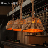 霏仙 美式复古餐厅吧台工作室创意灯具北欧火锅店咖啡厅麻绳吊灯