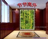 欧式发财树油画纯手绘客厅玄关过道竖版装饰油画竹子风水挂画