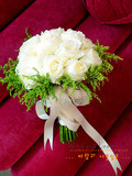韩式白玫瑰球型新娘手捧花婚礼用新娘手捧花鲜花沈阳同城鲜花速递
