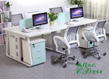 简约现代办公家具钢木屏风组合桌椅职员工作位电脑桌双人位四人位