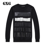 GXG男装 2016春季商场同款 都市时尚男士黑色圆领针织衫#61220256