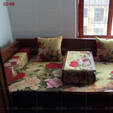 定制 中式罗汉垫 红木床垫 皇宫椅垫 长方枕扶手枕定做整套牡丹