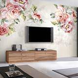 简约田园手绘大型壁画 客厅电视背景墙壁纸 温馨卧室婚房花卉墙纸