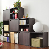 特价简易书架书柜自由组合格子柜木置物收纳小柜子创意储物柜带门