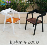 简约现代美式铁艺实木餐椅皮革坐垫靠背餐椅个性电脑椅休闲吧椅子