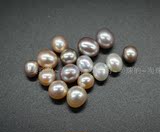 天然淡水珍珠近园米形水滴形无瑕极强光 白粉紫6.7.8.9裸珠批发