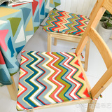波普 条纹布艺餐椅垫 欧式方形坐垫 梯形海绵椅垫 可拆洗 绑带