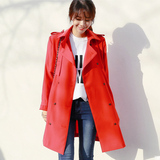 ELLEP韩国代购女装正品2016春季新款 都市魅力洋气系腰带风衣外套