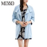 MIXXO韩版夏款淑女休闲纯色加单款宽松翻领牛仔女外套MIJE52496S