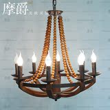 新中式简中吊灯现代简约美式复古餐厅个性创意艺术实木珠百年吊灯