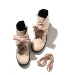 日系新款9月上旬 Lily Brown纯色系带短靴中跟圆头裸靴