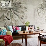 思舍美式乡村壁纸素色复古卧室客厅背景墙纸欧式油画大型定制壁画