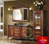 英皇凯迪 中美式仿古典1.2米大理石红橡木浴室柜-实木卫浴柜Y8271