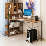 秋燕 电脑桌简约易现代家用台式带书架组合卧室写字台多用转角桌