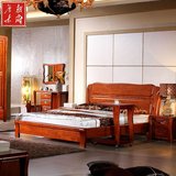 SBX特价桃花芯木实木床 现代中式实木家具 1.8米全实木床双人床婚