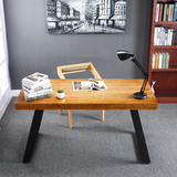 美式家具复古实木书桌椅组合 双人电脑桌台式家用办公桌工作台
