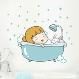 可移除墙贴 泡泡浴 卡通搞笑创意家装墙壁贴纸儿童宝宝房 洗澡