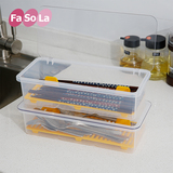 FaSoLa家用筷子盒带盖沥水创意日式塑料筷子架筷笼餐具筷勺收纳盒