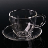 耐热玻璃茶具品茗杯小玻璃茶杯带把小花茶杯无色透明水杯