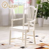 拉菲曼尼 韩式餐椅 田园家具书椅 白色 实木椅子组合带扶手 HY001