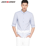 JackJones杰克琼斯新款夏季纯棉男七分袖提花条纹衬衫E|216231008