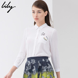 专柜正品代购Lily丽丽2015秋季女装修身新款纯色衬衫115210H4323