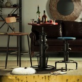 美式乡村 loft 实木复古酒吧桌椅 法式铁艺吧台桌椅 消防管桌椅