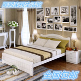 松木床实木床简约现代成人床白色双人床儿童单人床1.2 1.5 1.8米