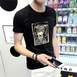 短袖t恤男夏季青少年卡通印花流行体恤韩版修身潮男装半袖上衣服