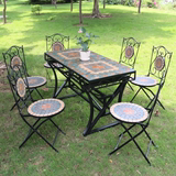 复古铁艺马赛克桌椅户外阳台室外庭院桌椅组合套装咖啡厅酒后花园
