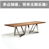 简约现代铁艺实木餐桌休息咖啡厅客厅桌椅长方形办公会议电脑桌
