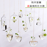 简约欧式创意可悬挂空心玻璃球花瓶水培植物器皿家居装饰吊瓶