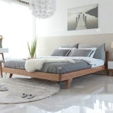 简约现代实木床1.8米原木双人床婚床卧室家具软靠背日韩式橡木床