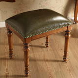 魅力大师美式梳妆凳简美真皮凳子实木化妆凳欧式换鞋凳卧室凳家具