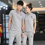 情侣装夏季短袖t恤休闲套装青少年时尚男女韩版修身卫衣运动套装