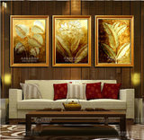 东南亚泰式风格金萡手绘油画客厅装饰画书房抽象挂画有框三联画